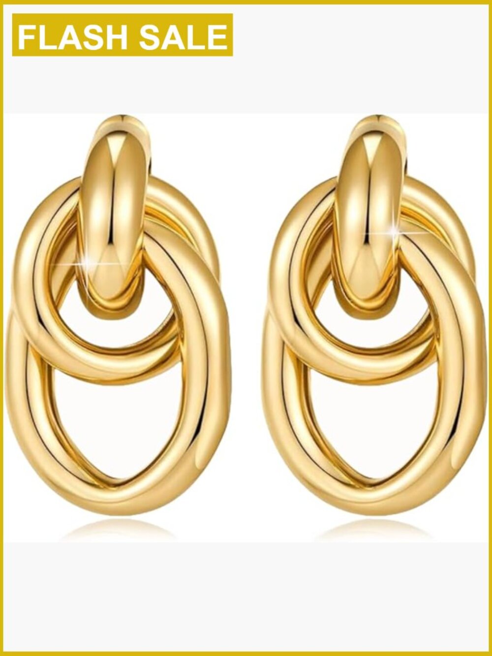 Gold Plated Geometric Drop Dangle Earrings, Lightweight Statement Jewelry